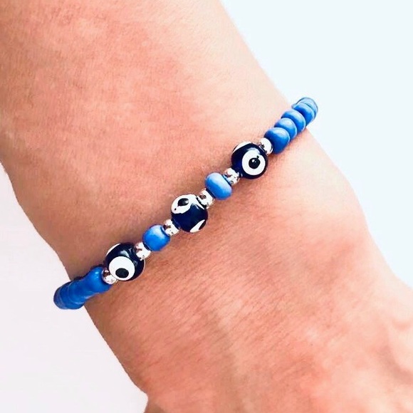 Jewelry - Blue Evil Eye Natural Bracelet - NWT